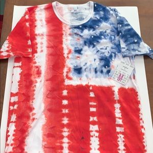 New Lularoe Patrick Tee Tie Dye Patriotic Flag